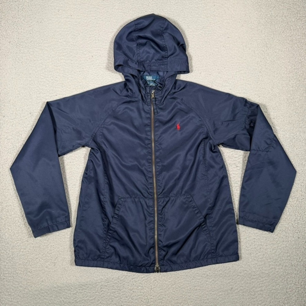 Polo Ralph Lauren Jacket Youth Small Blue Full Zip Windbreaker 100% Nylon Pony